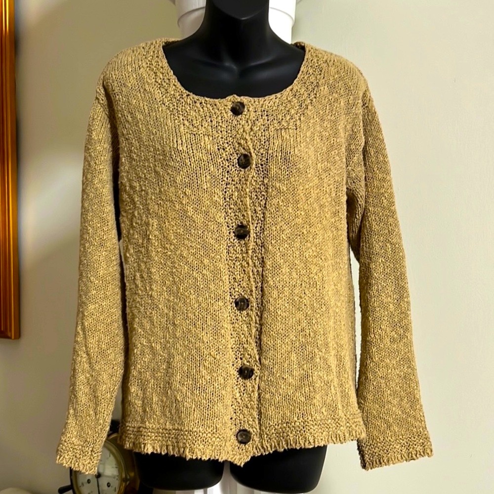 John Molloy Ireland Donegal Knit Linen and Cotton Cardigan Size Large Lagenlook